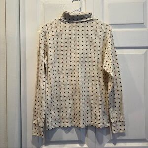 Vintage Katherine Bishop Cream Fall Pumpkin Leaf Turtleneck - Size Large